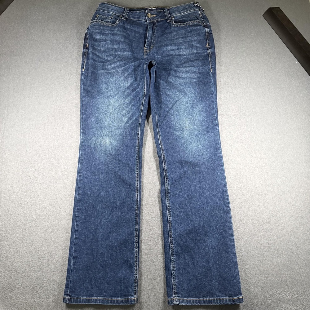 Flamingals Straight Jeans Womens L Blue Medium Wash Mid Rise Stretch Denim Pants
